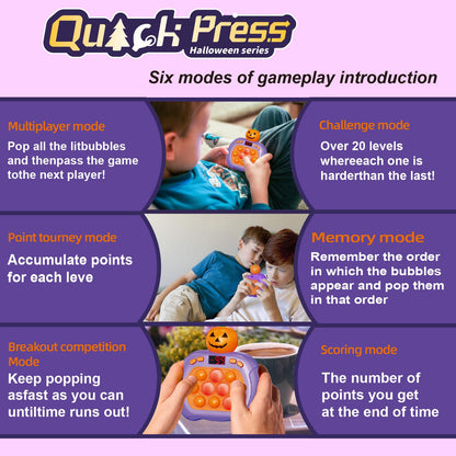 Halloween Pop Game Fidget Toys for Kids and Adults, Quick Push Pop Puzzle Light up Fidget Toy 8-12, Fast Push Bubble Sensory Toys for Kids Ages 3-12