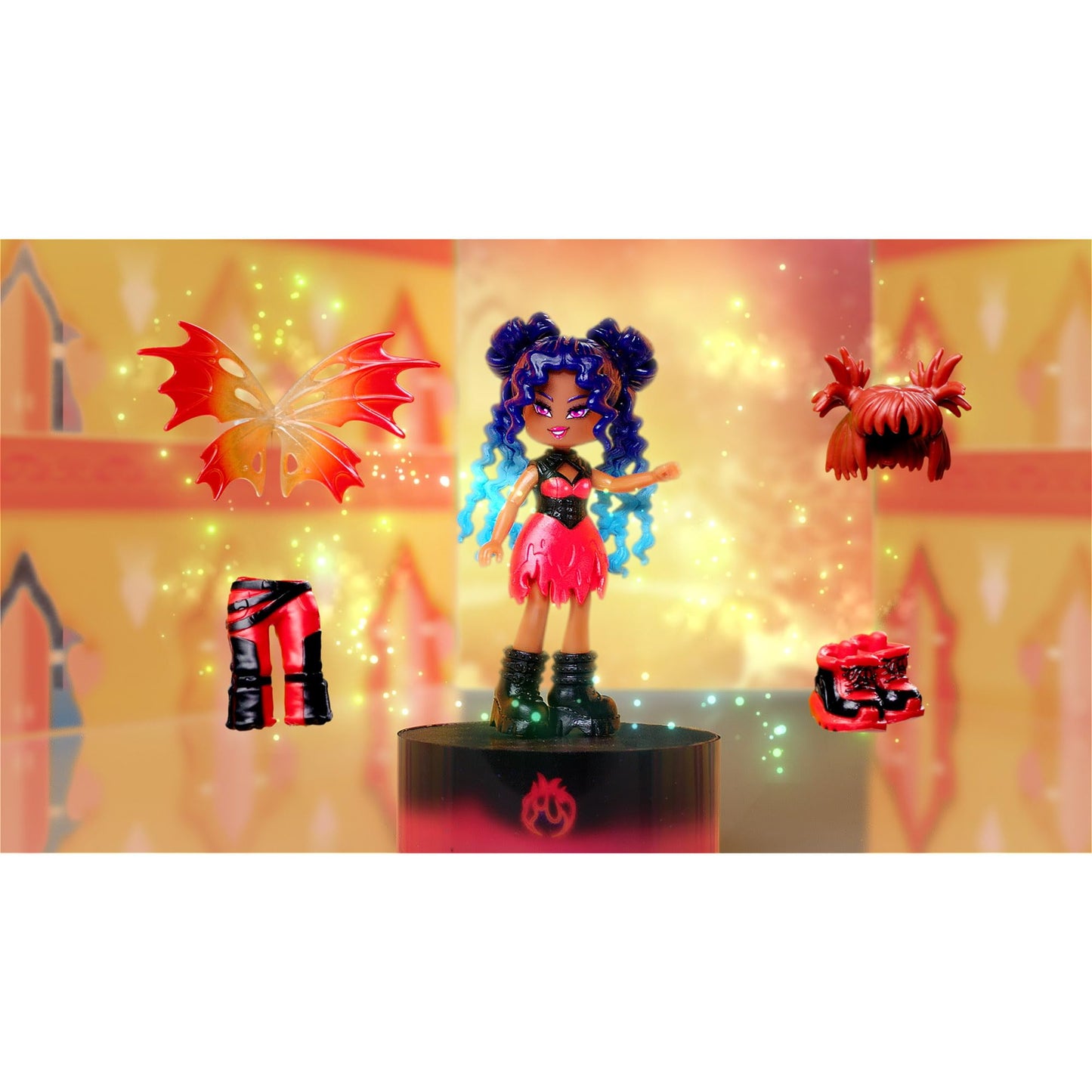 Royale High 3 Inch Fire Fairy Fashion Doll - 1 Figure with 9 Fashion Accessories - Virtual Item Code Included - Series 1 - Ages 5+