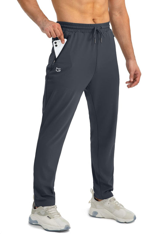 G Gradual Men's Sweatpants with Zipper Pockets Tapered Joggers for Men Athletic Pants for Workout, Jogging, Running (Grey, X-Large)