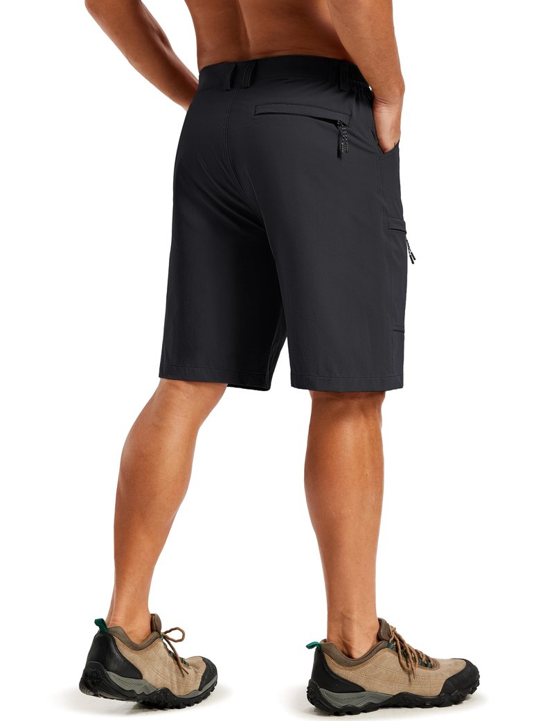 TACVASEN Men's Hiking Cargo Shorts Quick Dry Lightweight Shorts with Zipper Pockets for Casual Golf Travel Work Black 32