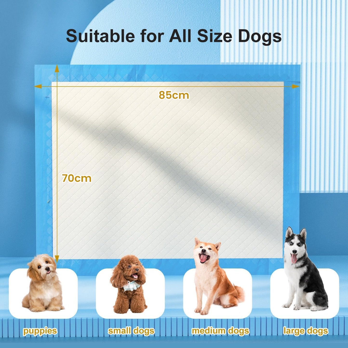 Gardner Pet Extra Large Puppy Pads 70x85cm, Ultra Absorbent Thicker Puppy Training Pads, 6 Layers of Leak-proof, Edge-Wrapping, Fast Drying, Suitable for Dogs, Cats, Rabbits (30 Pack, Blue)