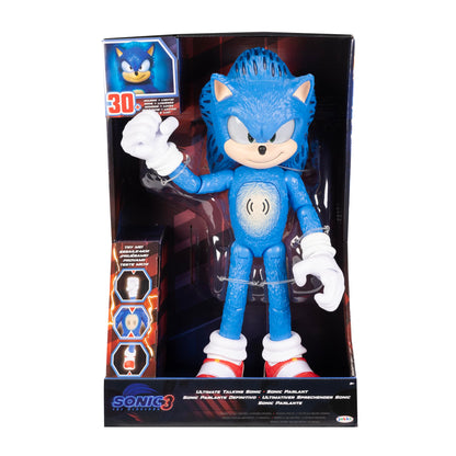 Sonic The Hedgehog 3 Ultimate Talking Sonic 34cm / 12-Inch Figure, Features 30+ Iconic and Humorous Phrases and Sounds from the Movies, Light-Up Eyes and Quills