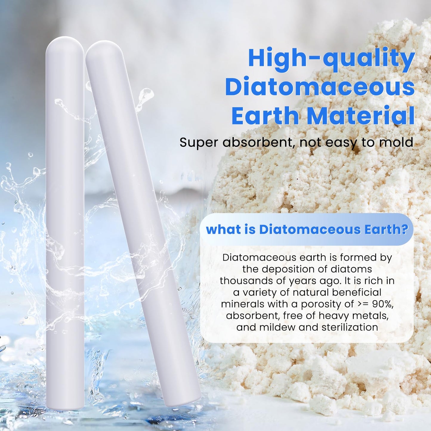 EBIEFLY 5x Drying Stick for Toys Water Absorption Dry Rod Desiccant Silicone Flesh Light Dryer Absorption Stick Deodorization Moisture Cleaner Diatomite Reusable Reduce Rust (Smooth 5.6x0.55 Inches)