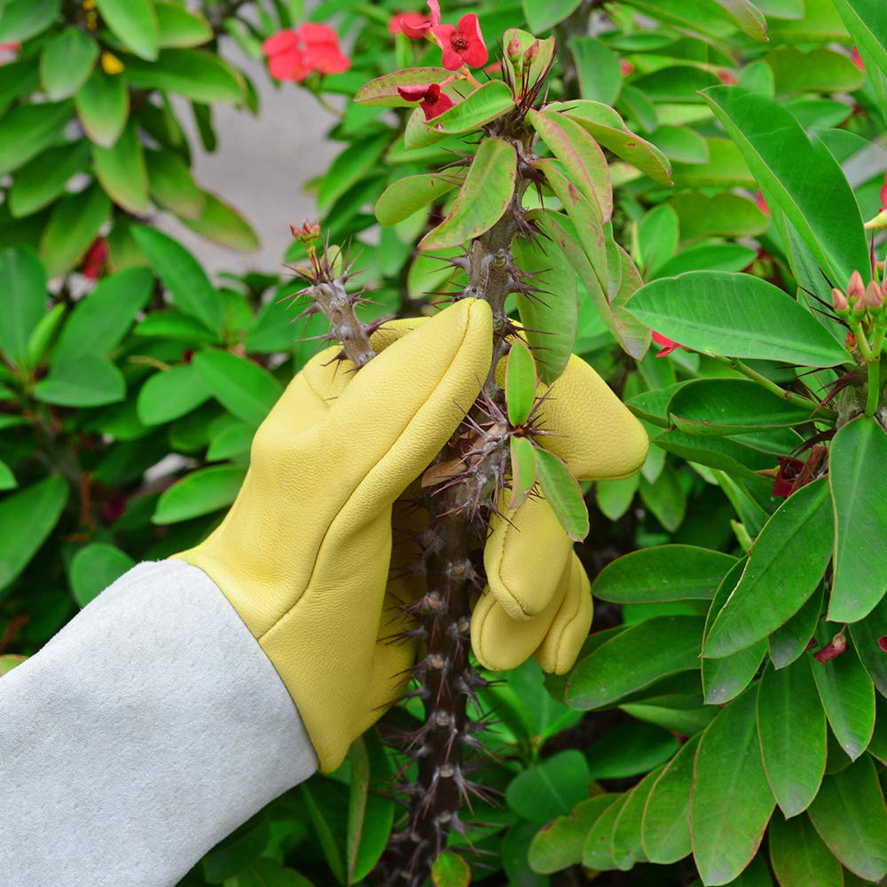Heavy Duty Gardening Gloves - Thorn Proof Rose Pruning Gloves, Long Leather Gauntlet Gloves for Men and Women, Gardening Tools and Gifts