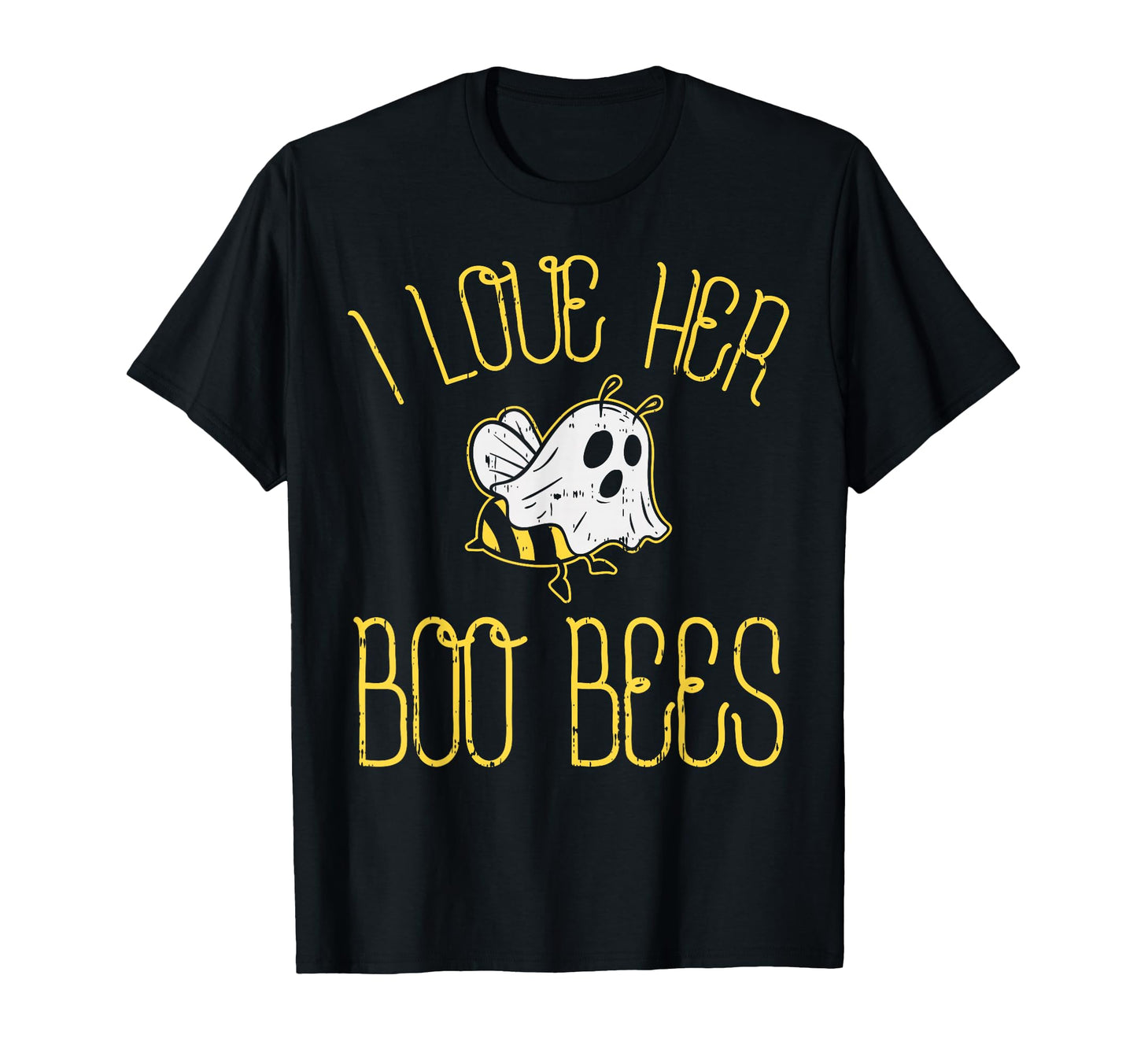 I Love Her Boo Bees Couples Halloween Adult Costume His Men T-Shirt