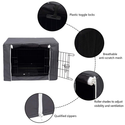 Geyecete Dog Crate Cover - Universal Dog Crate Fitting, 36 Inch, Lightweight Polyester Fabric, Breathable, Gray