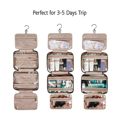 BAGSMART Hanging Toiletry Bag Travel Large Capacity Wash Bag Womens Makeup Cosmetic Bag, Travel Accessories for Full Sized Container (Medium-Black)