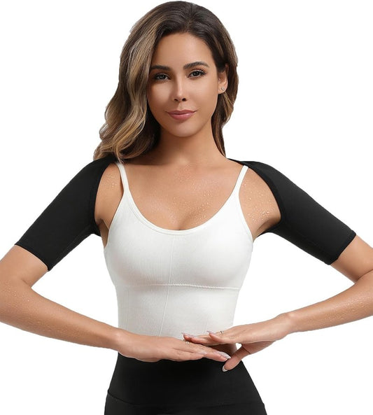 Women's Sauna Arm Slimming Sleeves - Sweat Compression Shaper Bands for Posture Support | Daily Workout Gear