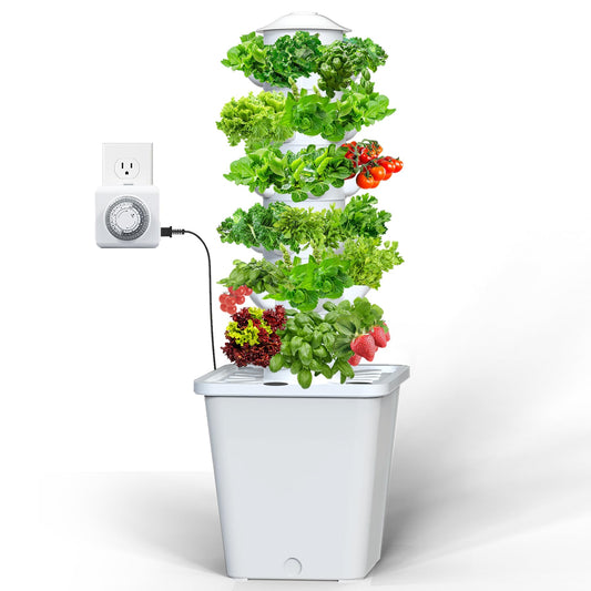 LYCereal Hydroponics Growing System, 30-Plant Indoor Hydroponic Tower with Pump System, Plants Germination Kit, Smart Aeroponic Herb Garden, Vertical Hydroponic System for Gardening Lover (No Seed)