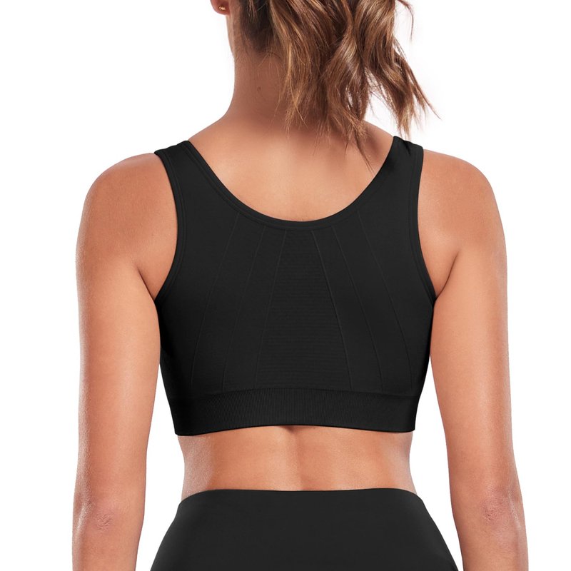 Women's Zip Front Sports Bra - Wirefree, Padded, Racerback, Seamless, Mastectomy, Post Op, Workout, Gym, Yoga, Compression - 3 Pack