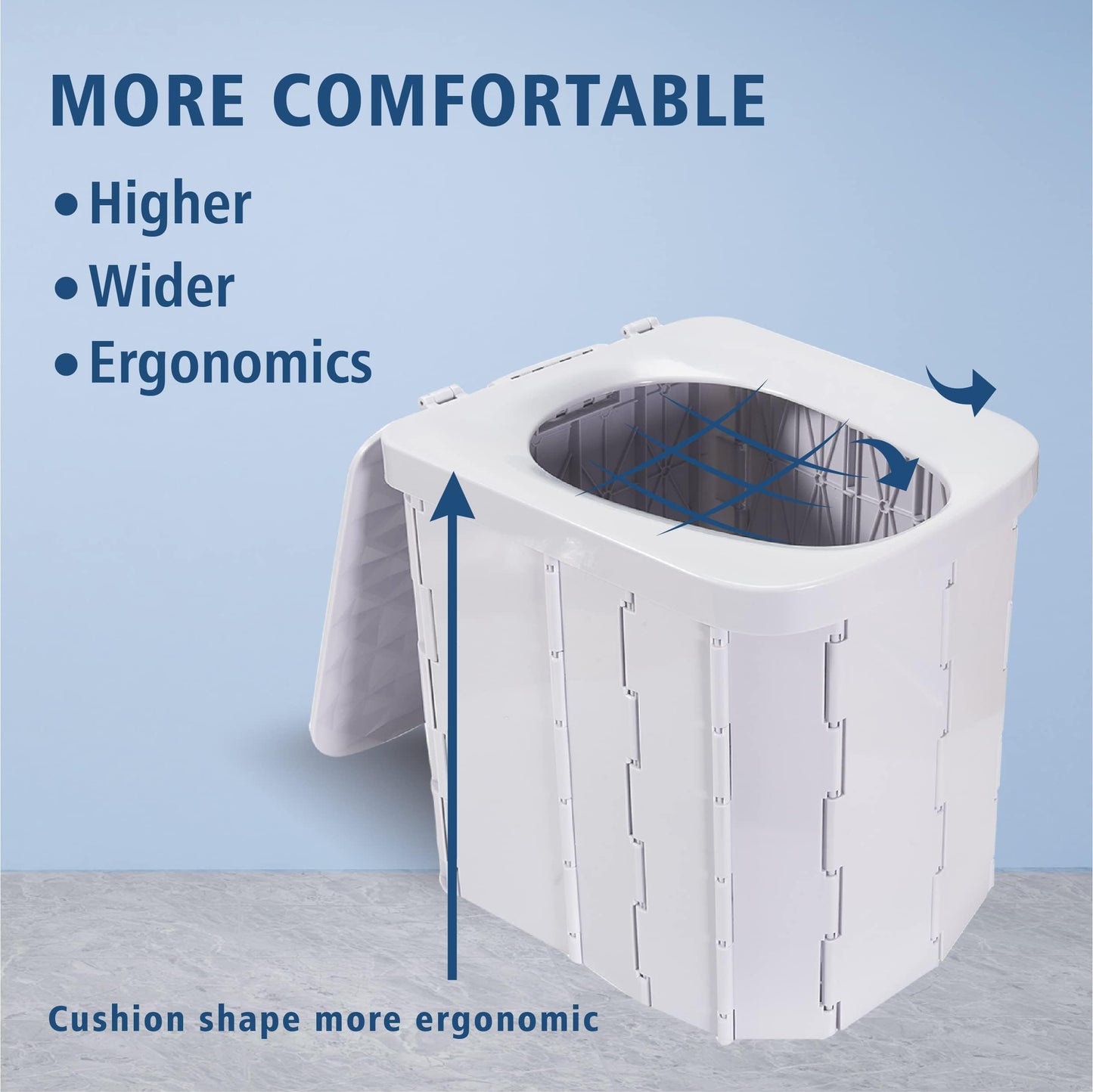 Hapoon XL Portable Folding Camping Toilet with Lid - Travel Portable Potty for Adults, Grey