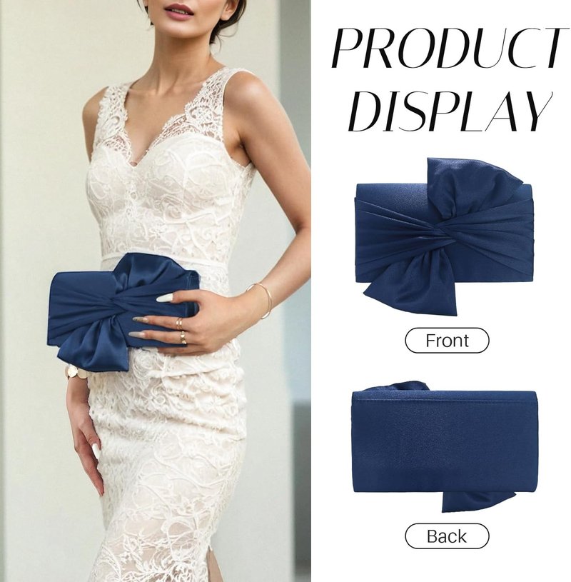 Satin Evening Bag - Elegant Bow Flap Clutch Purse for Women | Perfect for Formal, Party, Prom, Wedding