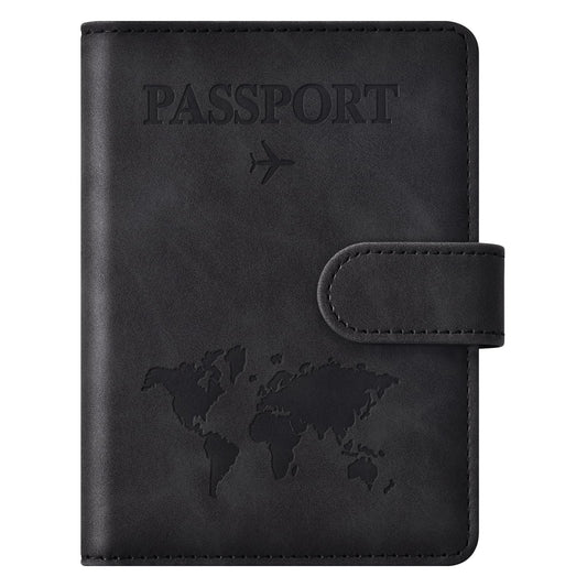 Eoehro Passport Holder for Travel Essentials, Passport Wallet Cover Case for Travel Must Haves Accessories,Passport Book Holders for Women and Men(black)