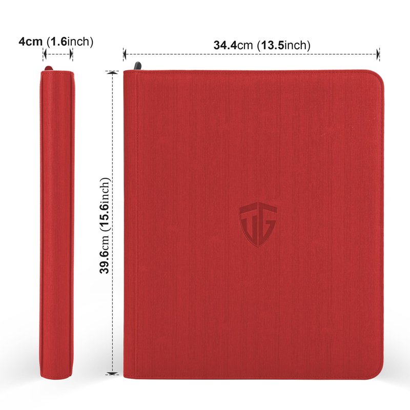 Toploader Binder,Holds 216 Toploaders,9 Pocket Top Loader Binder with Sleeves for 3"x4" Rigid Toploaders Hard Cases,Top loader Binders for TCG, MTG Card Binder, Trading Cards Binder (RED)