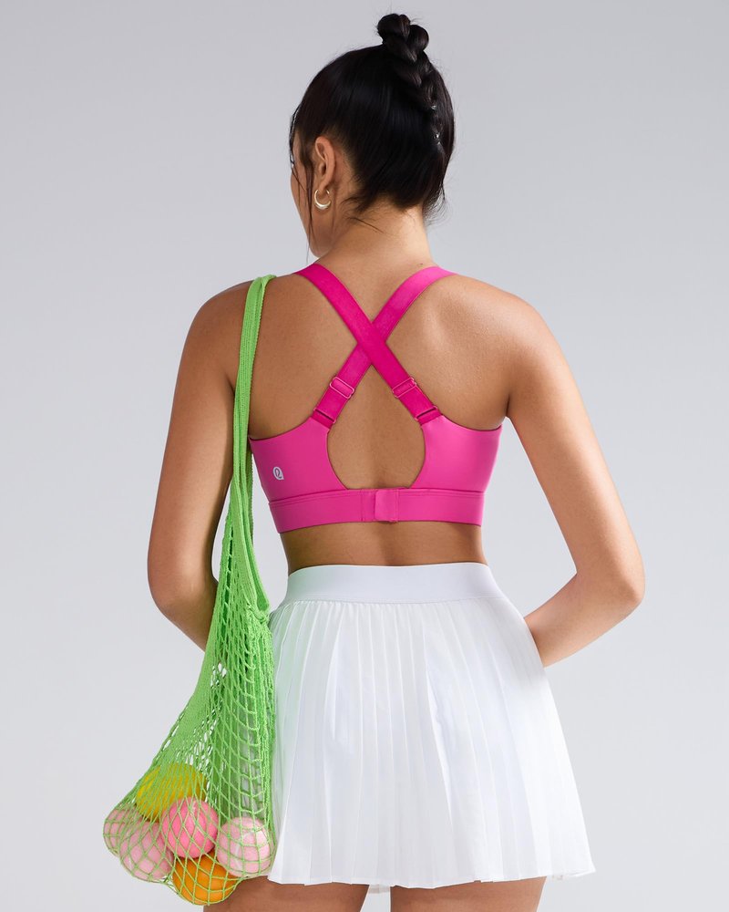 RUNNING GIRL Sports Bras for Women High Support, Adjustable Straps Hook Back Sports Bras for Women with Sewn in Pads_WX3125_Hot Pink_L