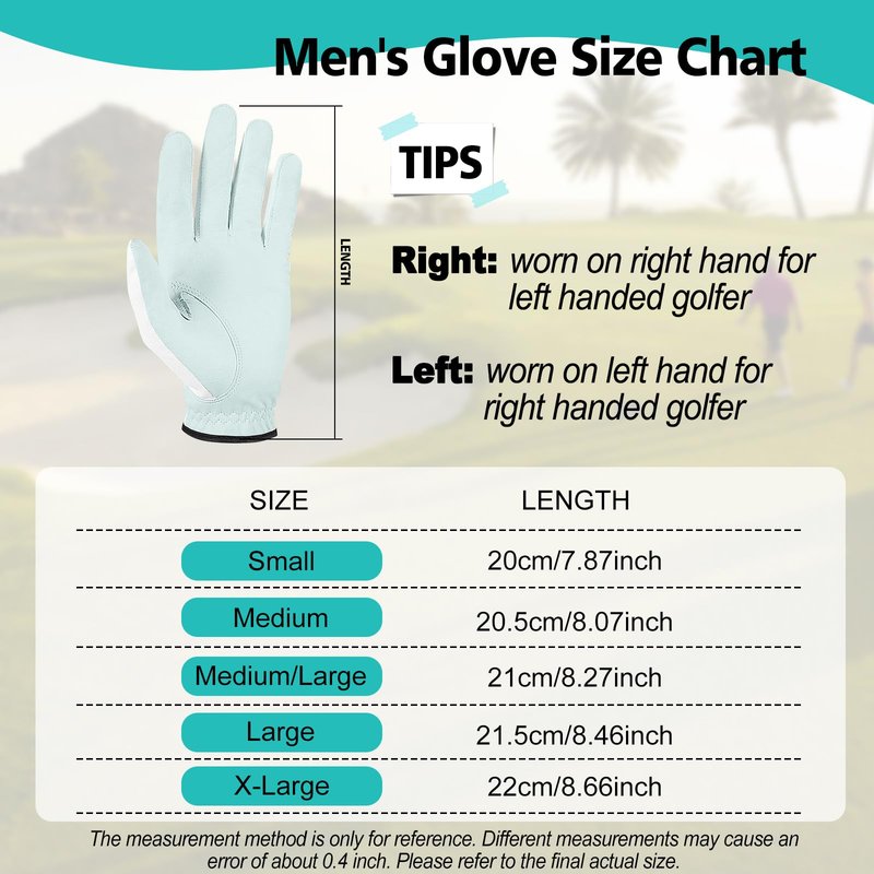 Yamato 3 Pack Men's Golf Gloves - Durable White Cabretta Leather, All Weather, Right Handed, Breathable, Grip Soft Comfortable for Golfers