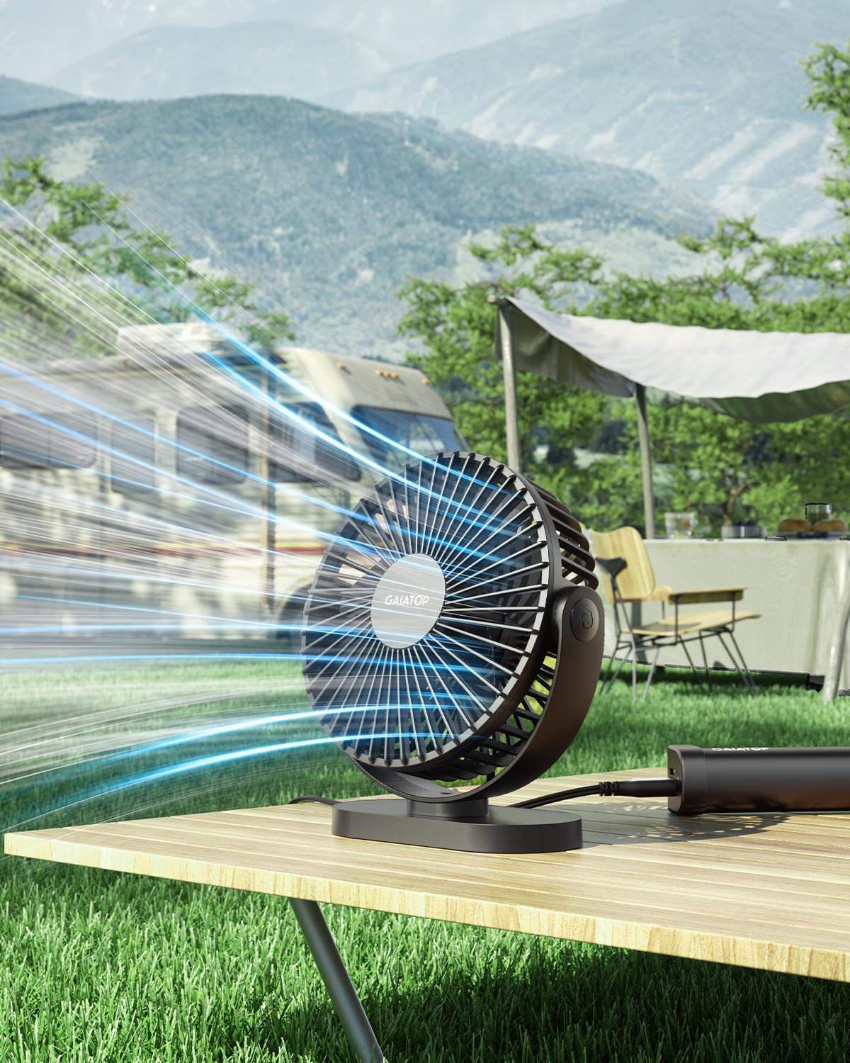 Gaiatop USB Desk Fan, 5.5 Inch Small Quiet Powerful 3 Speeds 90° Rotate, Personal Mini Portable Desktop Table Fans, Cooling for Home Office Car Travel Indoor Outdoor Pink