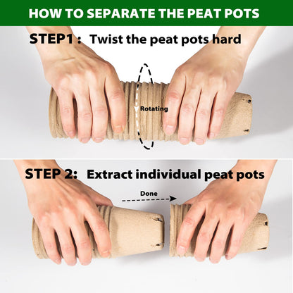 Baxrou 120 Pack 3.15 Inch Peat Pots Plant Starters for Seedling, Herb Seed Starter Pots Kits, Garden Germination Nursery Pot wit 30 Plant Labels, 2 Transplant Tools.