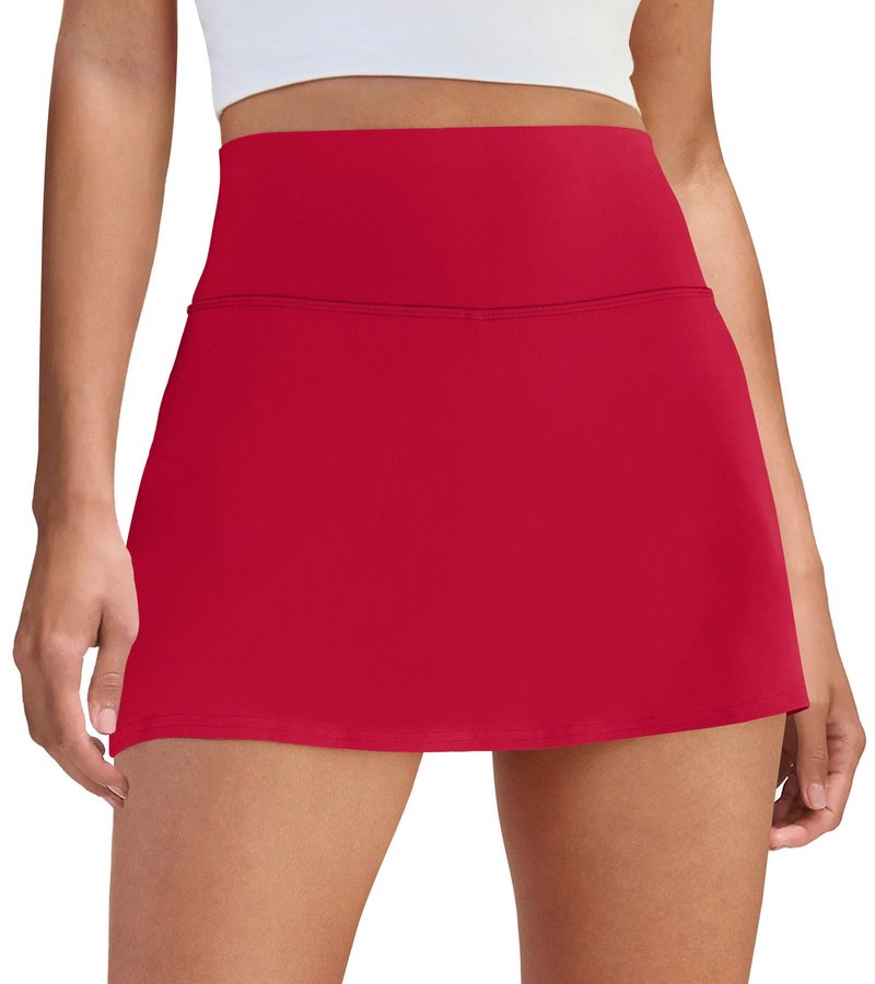 DLOODA Womens Skort Tennis Skirt with Pocket Shorts Mini Golf Skirts High Waisted Athletic Skorts Summer Workout Red