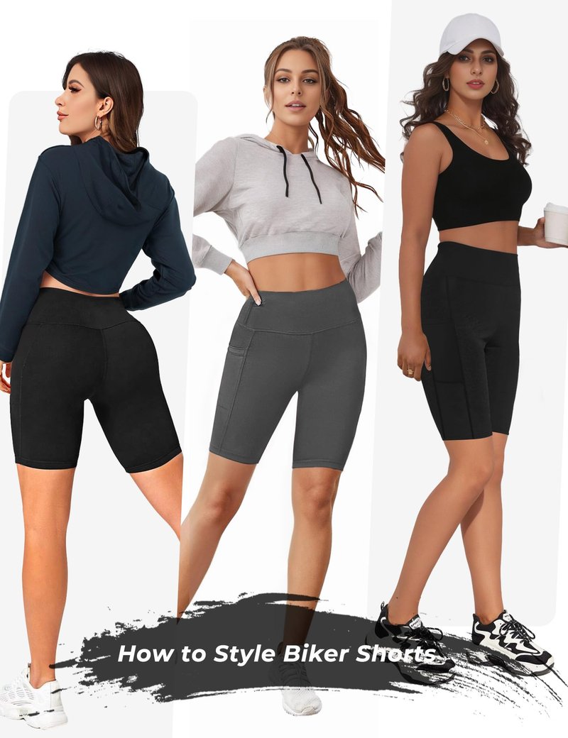 Buauty Biker Shorts Women - 5"/8" High Waisted Tummy Control Workout Gym Spandex Yoga Athletic Bike Shorts with Pocket