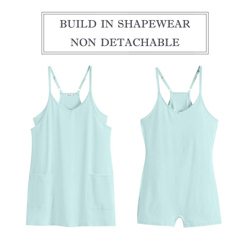 ANRABESS Women Athletic Dress Summer Tennis Workout Active Sports Mini Romper Dress Built in Shorts Travel Vacation Clothes Mint Green X-Smal