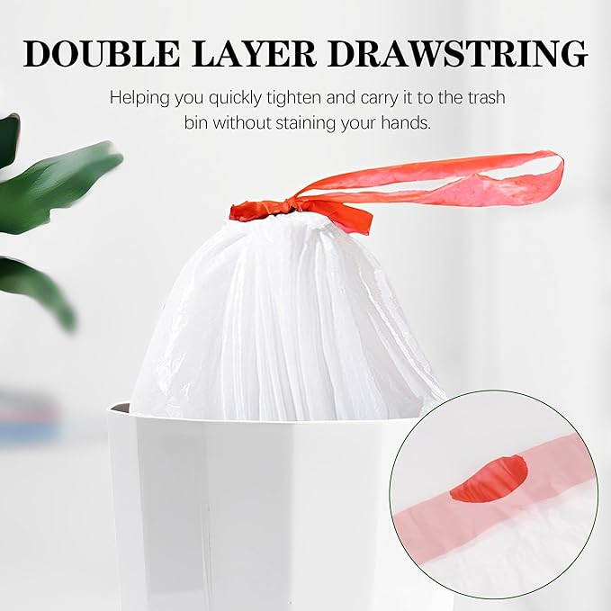 8 Gallon White Drawstring Trash Bags