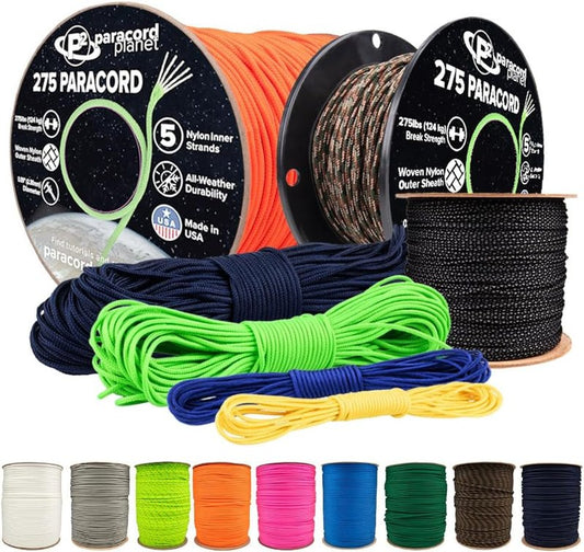 275lb Paracord – Durable 3/32 Inch Nylon Crafting Cord with 5 Strand Inner Core | Aquatica (25 ft)