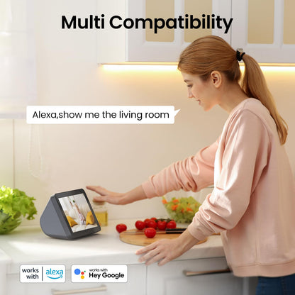 2K Indoor Security Camera-Baby Monitor with 2.4G WiFi Camera and Audio, Siren/Night Vision for Home/Pet/Nanny/Cat, 24/7 SD Card Storage, Cloud (Optional), Compatible with Alexa & Google Home, D1 2P