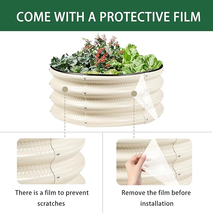 2 Pcs 2x2X1 FT Round Galvanized Raised Garden Bed Kit, Light Green Outdoor Planter Garden Bed, Metal Raised Box for Vegetables, Fruits, Flowers & Herbs