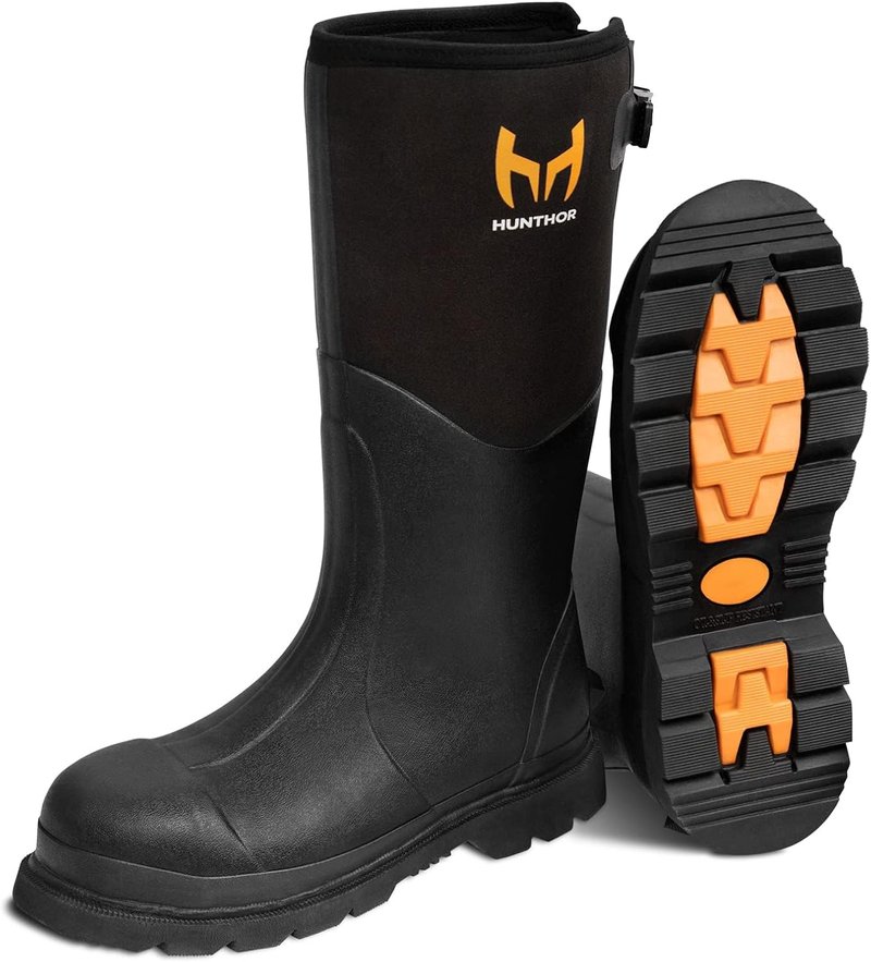 Puncture-Proof Rubber Work Boots - Steel Toe & Shank, Waterproof Insulated 6mm Neoprene | Sizes 6-14