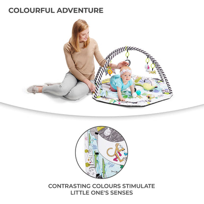 Kinderkraft Baby Playmat SMARTPLAY, Educational Mat, Activity Play Gym, with Ajustable Fitness Frame, Playpen Function, Accessories, Hanging Rattle, 5 Toys, 30 Balls, for Newborn, Suitable from Birth