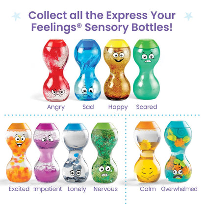 hand2mind Express Your Feelings Sensory Bottles- Primary Emotions, Toddler Sensory Toys, Quiet Fidget Toys, Play Therapy Toys, Calm Down Corner Supplies, Calming Corner, Social Emotional Learning