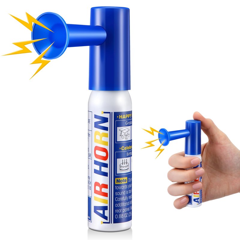 2 Pack Mini Air Horn for Personal Safety, 0.88 Oz Stadium Air Horn Prank, Portable Blow Noise Maker for Sporting Events, Football Games, Dogs, Party, Birthdays,Graduation Mini Noisemakers (Blue)