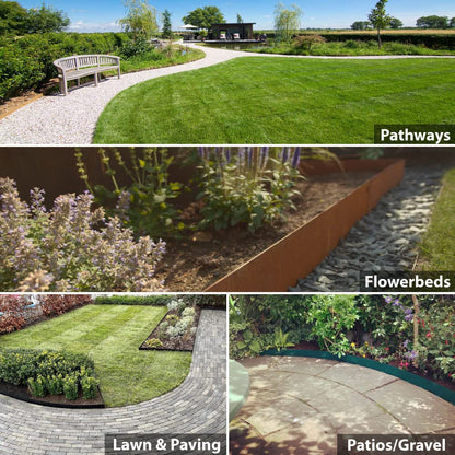 CORE EDGE Lawn Edging | Flexible Decorative Steel Edging Garden Border Edging Lawn Edging Strip Garden Border with a 65mm face Height (Corten)