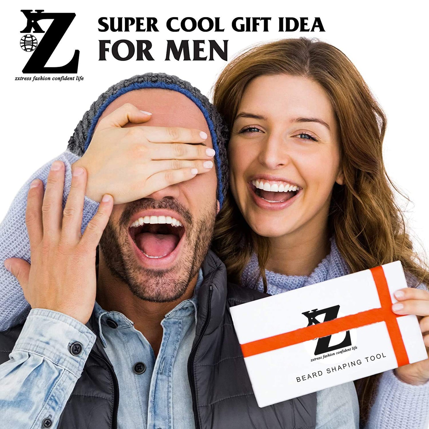 Beard Shaping Styling and Haircut Tools for Men - Perfect for Hairline Line-up, Edging - Stencil/Template for Trimming, Mustache, Goatee, Neckline, Great Gift