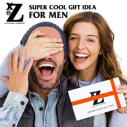 Beard Shaping Styling and Haircut Tools for Men - Perfect for Hairline Line-up, Edging - Stencil/Template for Trimming, Mustache, Goatee, Neckline, Great Gift