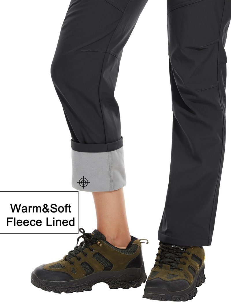 MAGCOMSEN Women's Fleece Lined Waterproof Insulated Winter Pants Outdoor Snow Ski Pants Warm Hiking Softshell Black M