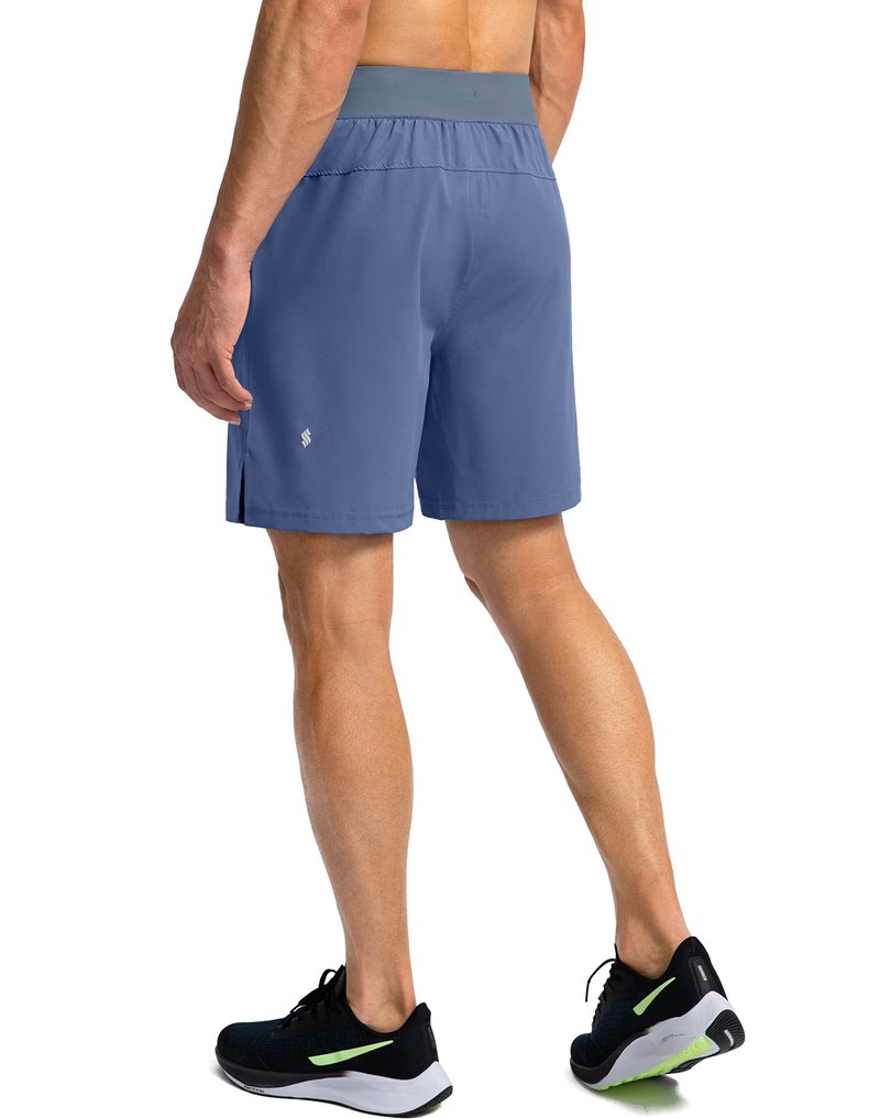 Soothfeel Men's Running Shorts with Zipper Pockets 7 Inch Lightweight Quick Dry Gym Athletic Workout Shorts for Men (Blue, XXL)