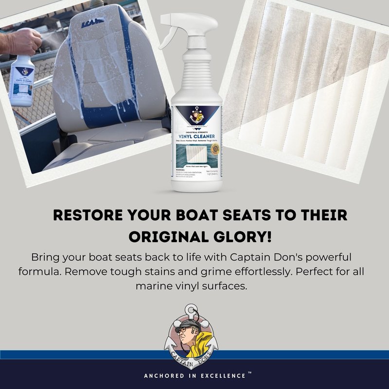 Captain Don's Industrial Strength Boat Cleaner, 32 OZ - Vinyl Boat Seat Cleaner, Boat Upholstery Cleaner, Boat Cleaning Supplies, Boat Carpet Cleaner, Deep Cleans Boat Vinyl & Removes Tough Stains