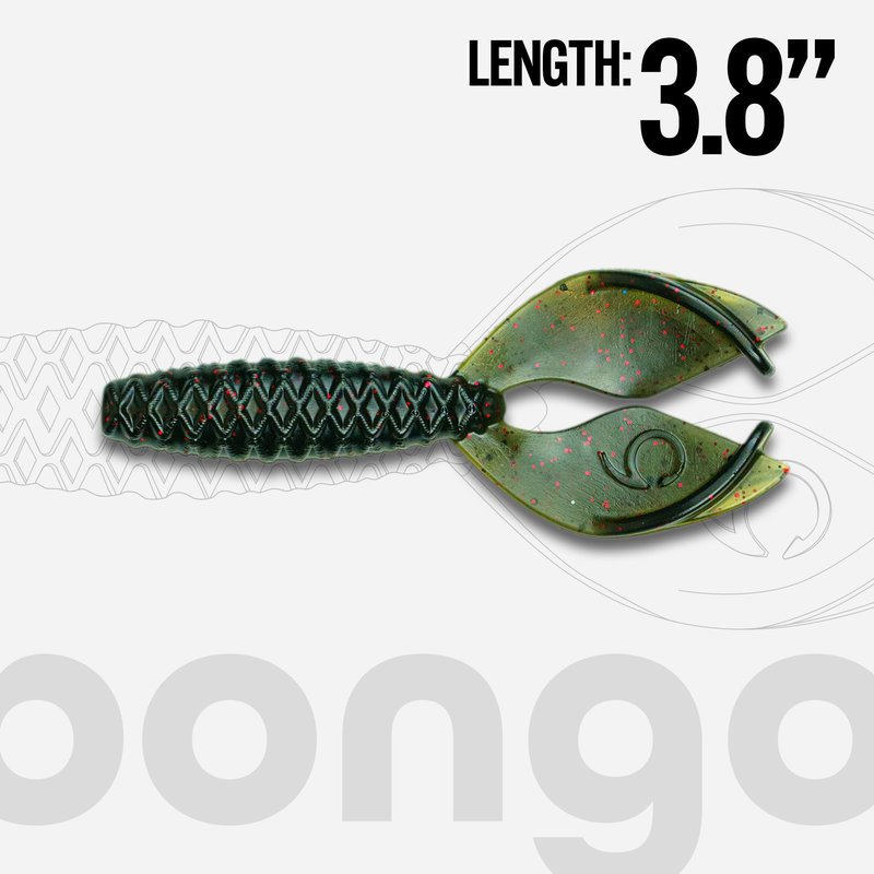 Bass Fishing Creature Bait – 6th Sense Bongo 3.7 – Jig Trailer Claws, 3D Scales, 6 Pack (Green Pumpkin Juice)