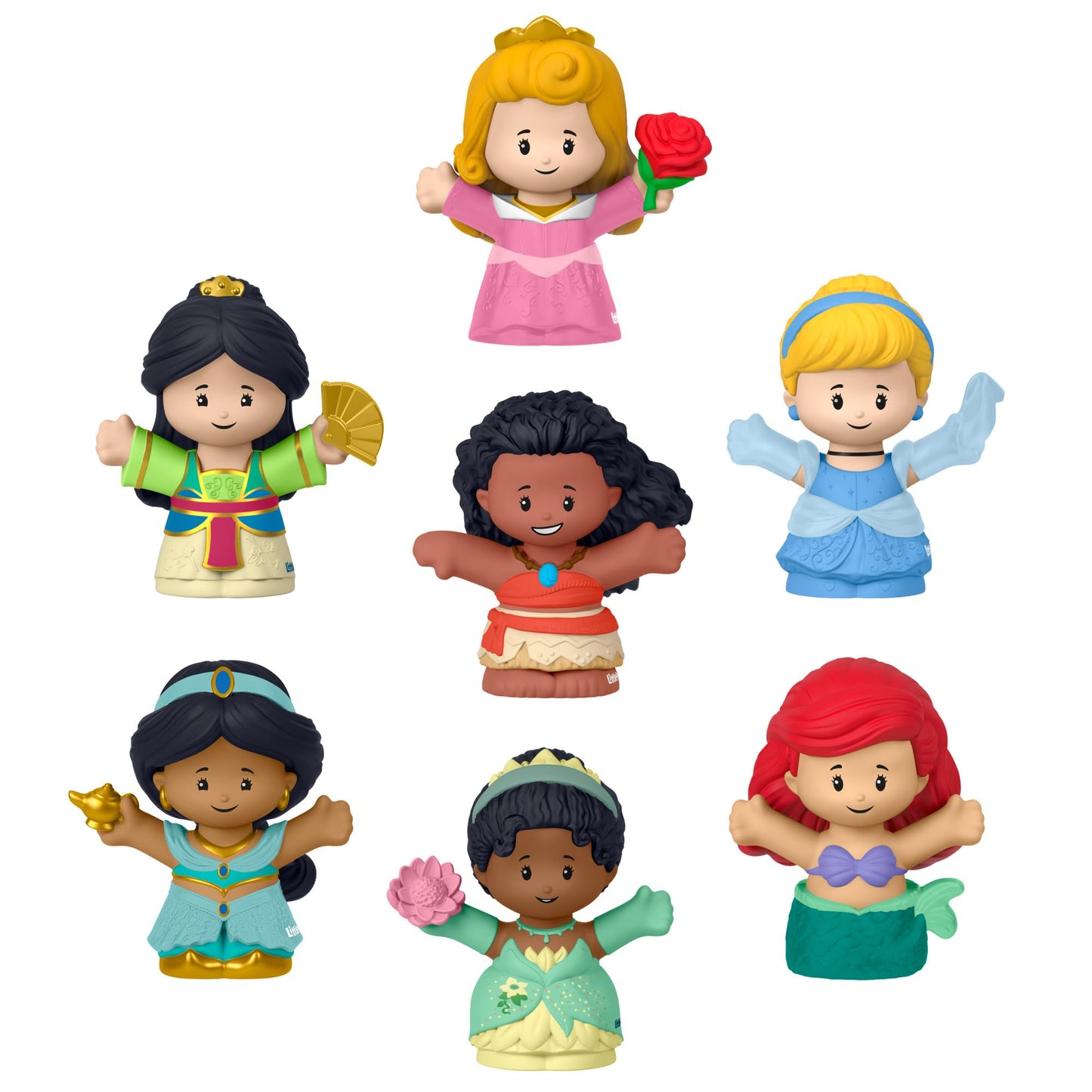 Fisher-Price Little People Disney Princess Toys, Set of 7 Character Figures for Toddler and Preschool Pretend Play, HJW75