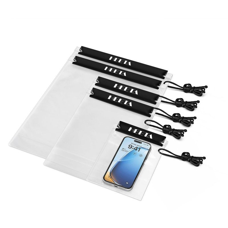 HEETA 3-Pack Clear Waterproof Dry Bag Pouch, Water Tight Cases Dry Bags Document Holder for Camera Mobile Phone Maps, Kayaking Boating (Black, Blue & Yellow)