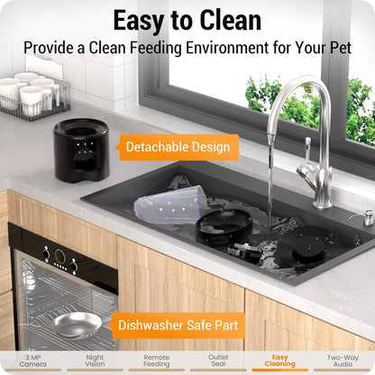 Frienhund Automatic Cat Feeder with 2K HD Camera: 5G WiFi Automatic Dog Feeder with Sealed Outlet,Cat Food Dispenser with Freshness for Multiple Pets,Detachable for Easy Clean-21 Cup (5L Food Storage)