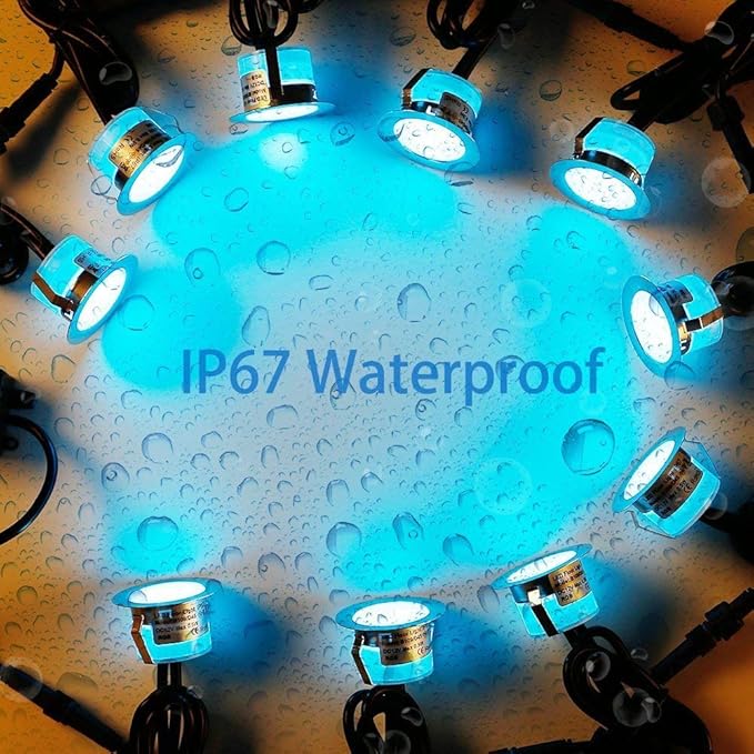 LED Deck Lights Kit, 20pcs Φ1.22 WiFi Wireless Smart Phone Control Low Voltage Recessed RGB Deck Stair Lights Waterproof Outdoor Step Yard Path Landscape Decor, Fit for Alexa, Google Home