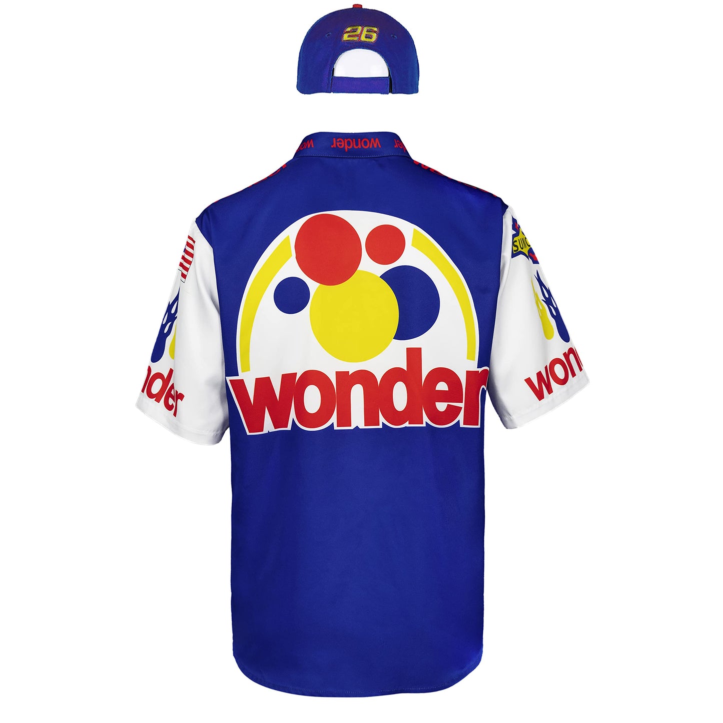 Qosivfey Adult Ricky Bobby shirt Talladega Nights Full costume with hat for Halloween costume(MY2021173-3,3XL)