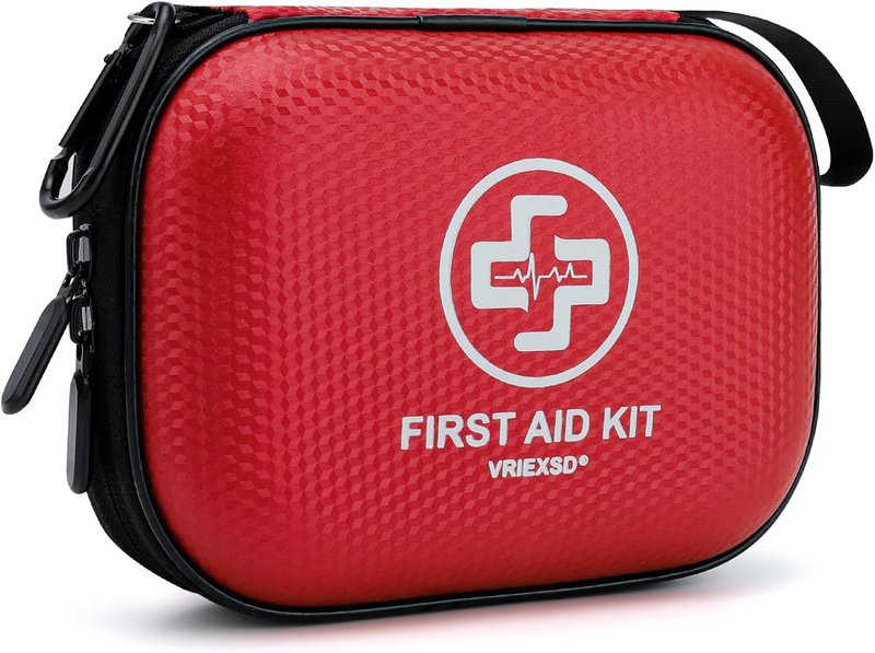 Mini First Aid Kit - 150-Piece Waterproof Hard Shell Medical Kit for Home, Travel & Outdoor Emergencies | Red