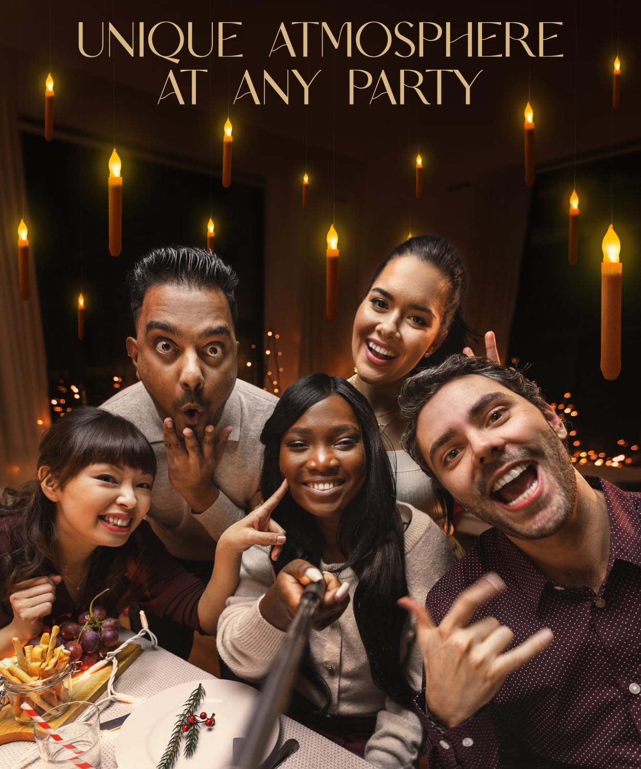 Veol Flameless Floating Candles with Wand Remote 12 PCS, Magic Deco, Hanging with Remote, Battery Operated 6.5" LED Candle, Christmas & Halloween Decorations