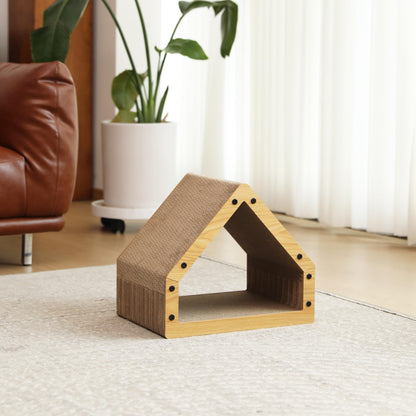 FUKUMARU Cat Scratcher House, Cozy Cardboard Design, Safe and Secure for Kittens, Eco-Friendly, 16.14 in Bevelled Surface, Maximum Load Capacity 22 Lbs