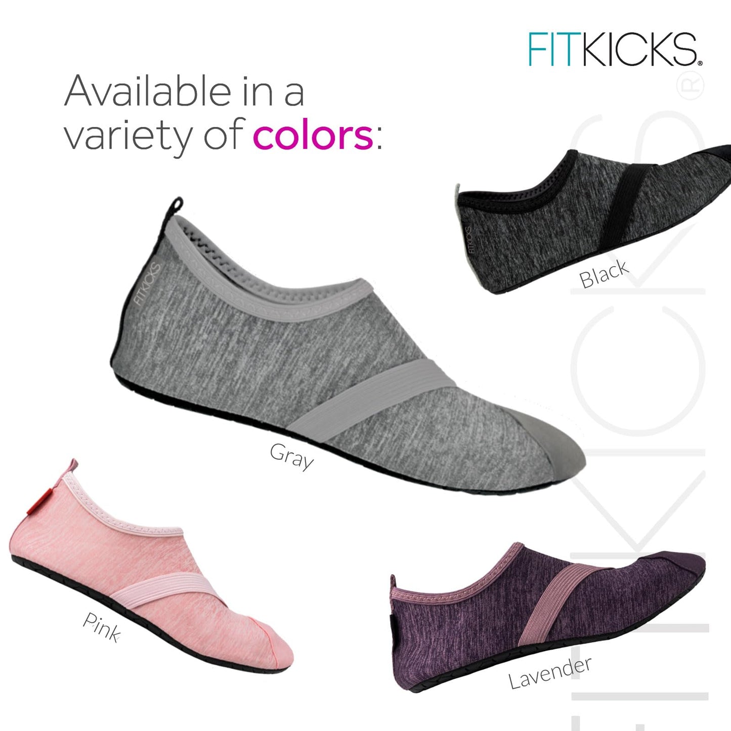 FITKICKS Original Women's Foldable Active Lifestyle Minimalist Footwear Barefoot Yoga Sporty Water Shoes - Heathered Gray/Gray, Medium
