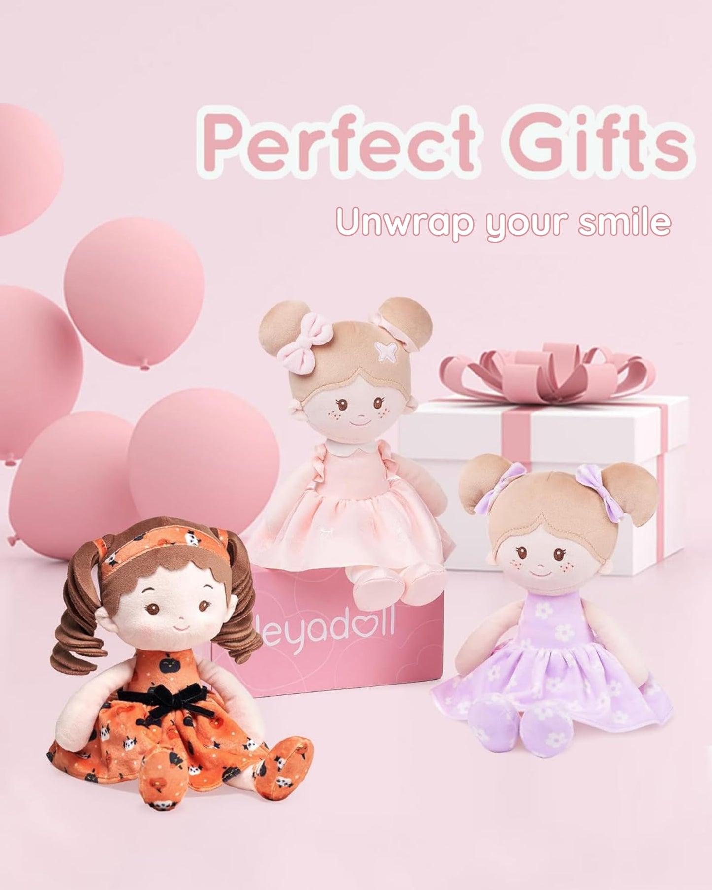 LeyaDoll Soft Baby Doll Toys (12''), My First Baby Rag Doll for 1 Year-Old Girl Birthday Gift, Christmas Plush Toys Gift for Toddler Kids Infants-Halloween Special-Pumpkin